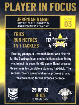 2022 NRL Player In Focus #IF03 Jeremiah Nanai Back